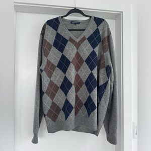 Oxford Company Lambswool Argyle V-Neck Sweater